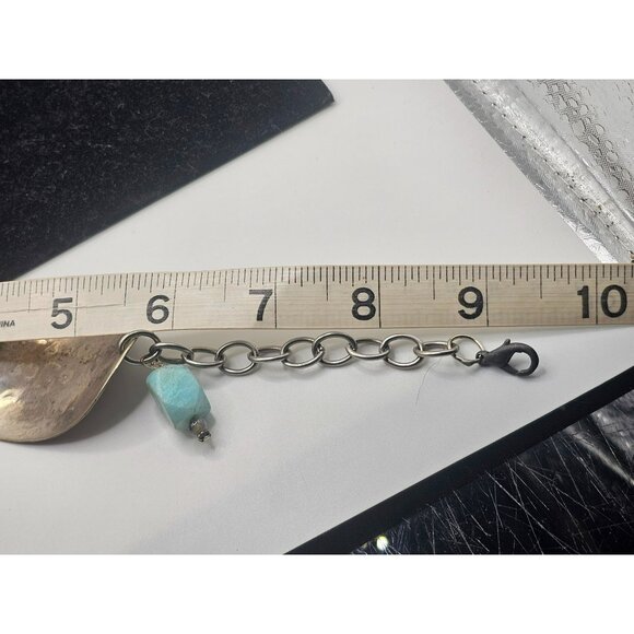 Handcrafted Silver Chain Bracelet With Inspirational Quote & Turquoise Stone Acc - Picture 10 of 10